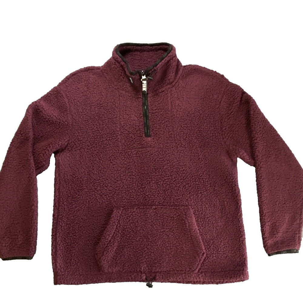 Pink Victoria's Secret Quarter Zip Sherpa Fleece Womens Size Medium